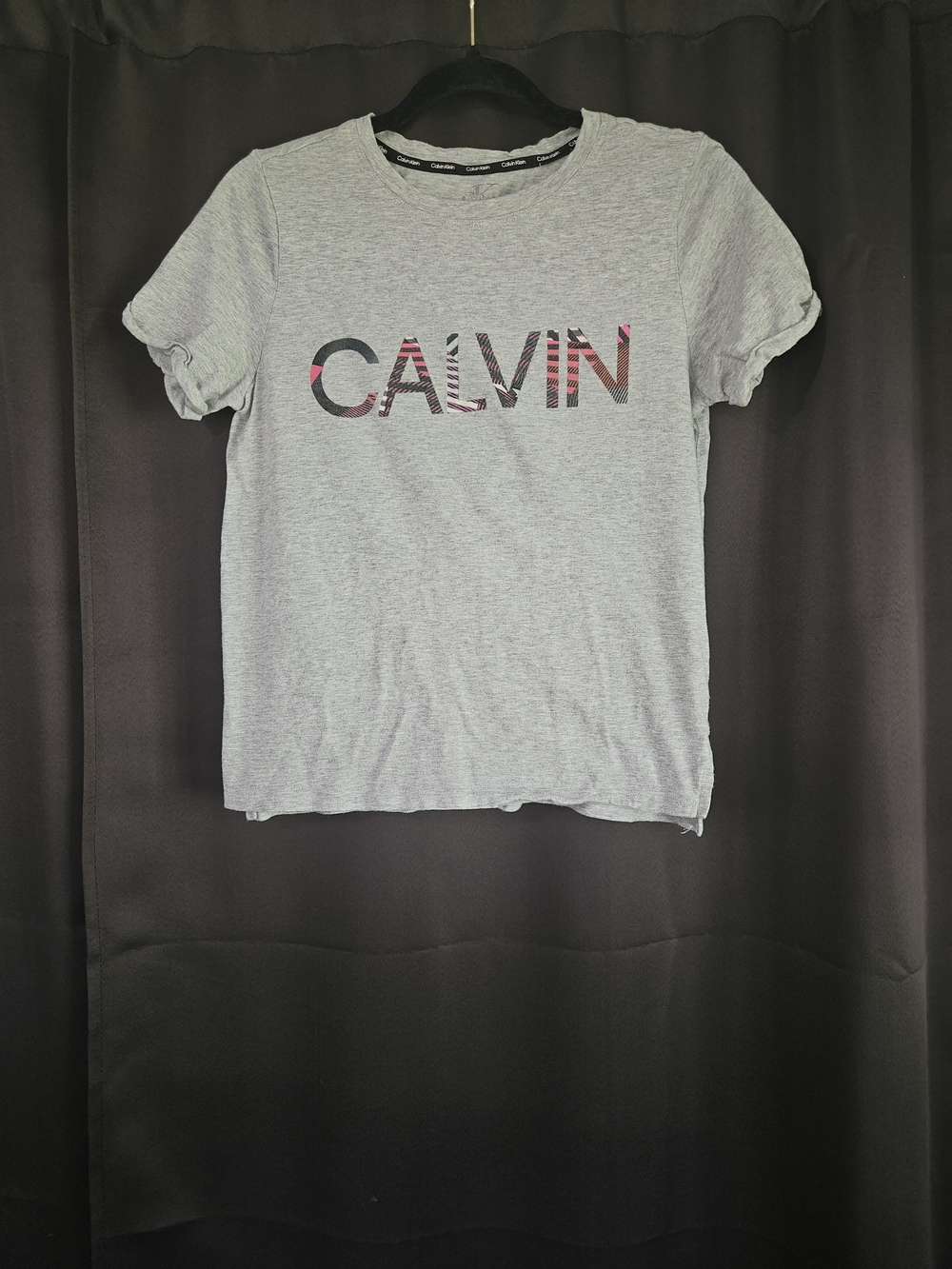 Calvin Klein Gray Rolled Sleeve Graphic T-Shirt Size Small